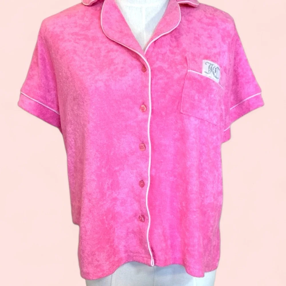 Juicy contour size large pink button down Terri‎ cloth pajama top